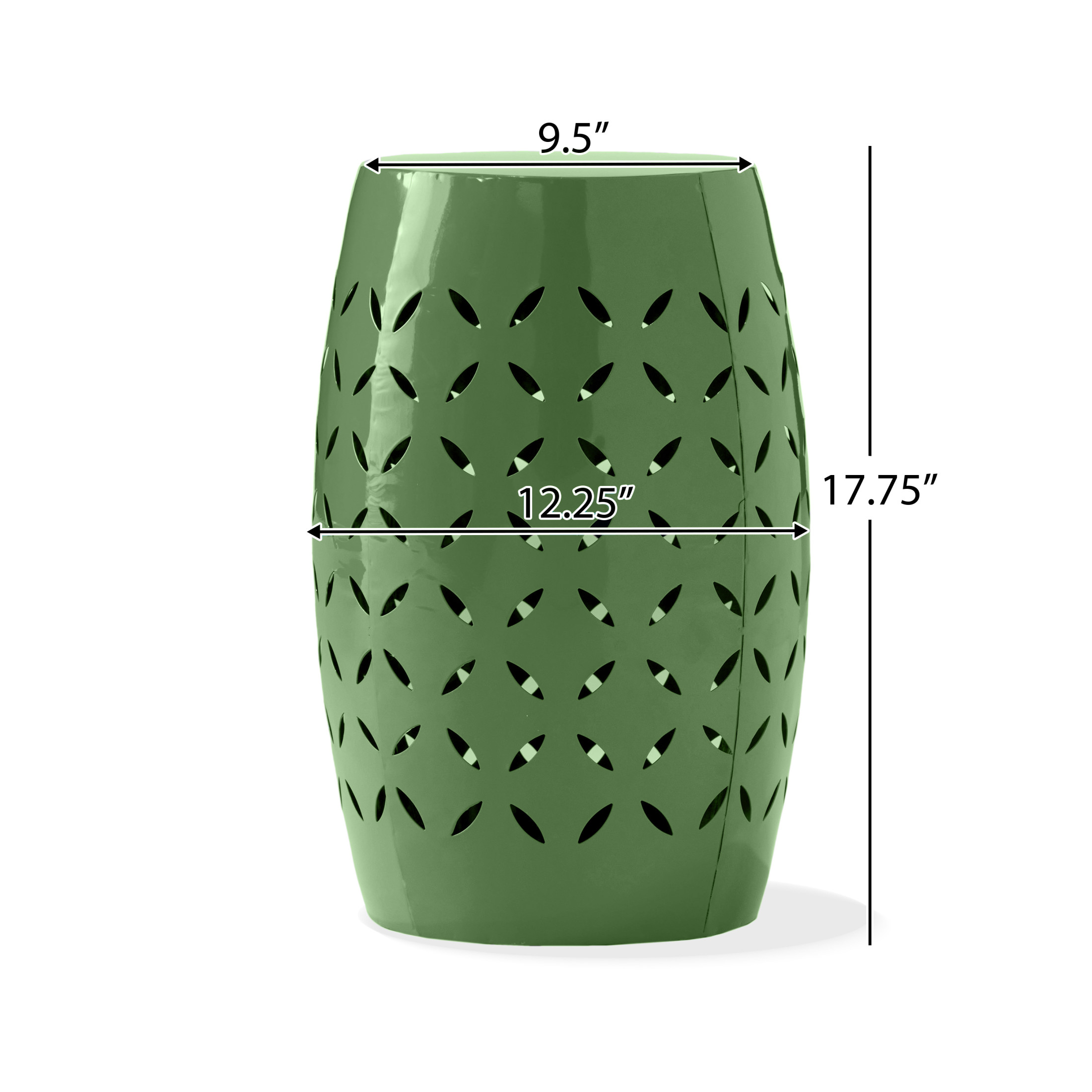 Christopher Knight Home 12" Outdoor Iron Side Table, All-Metal Barrel Accent Patio End Table, Green