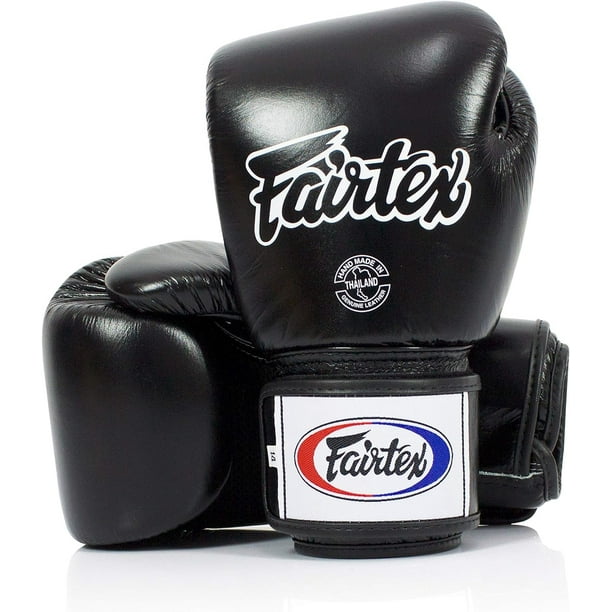 Guantes de boxeo Fairtex BGV1BR para muay thai, transpirables, 16 oz, negros