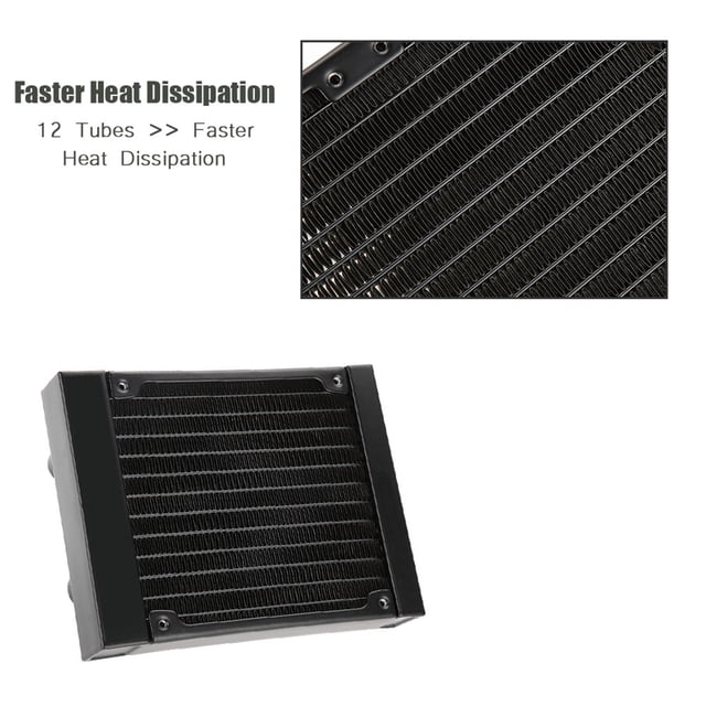 Intercambiador de calor para PC, 12 tubos Calor para computadora Enfriador de agua Tubo Intercambiador de calor para computadora Probado profesionalmente
