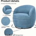 thumbnail image 4 of Blue Teddy Sherpa Barrel Chair | 360 - Degree Swivel for Easy Movement in Home | Textured Fabric | Metal Base to Ensure Stability, 4 of 4
