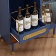 thumbnail image 4 of HLR 31.5"W Modern Wine Storage Cabinet with Pull-Out Rack & Tempered Glass Doors – Compact Coffee Bar for Kitchen, Dining Room, Apartment,Blue, 4 of 13