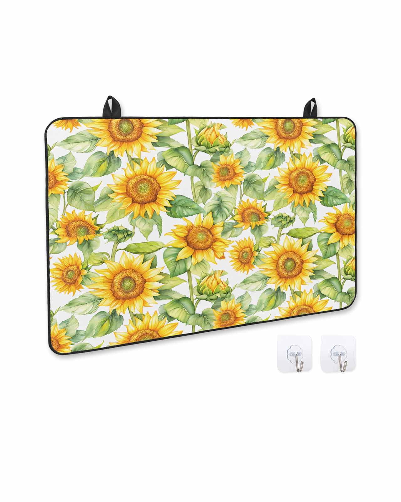 nqOlkjepod Large Induction Cooktop Protector Mat 24"x21", Sunflower Stove Top Covers for Electric Stove, Farmhouse Summer Botanical Watercolor Stove Burner Cover Mats, Glass Top Stove Cover
