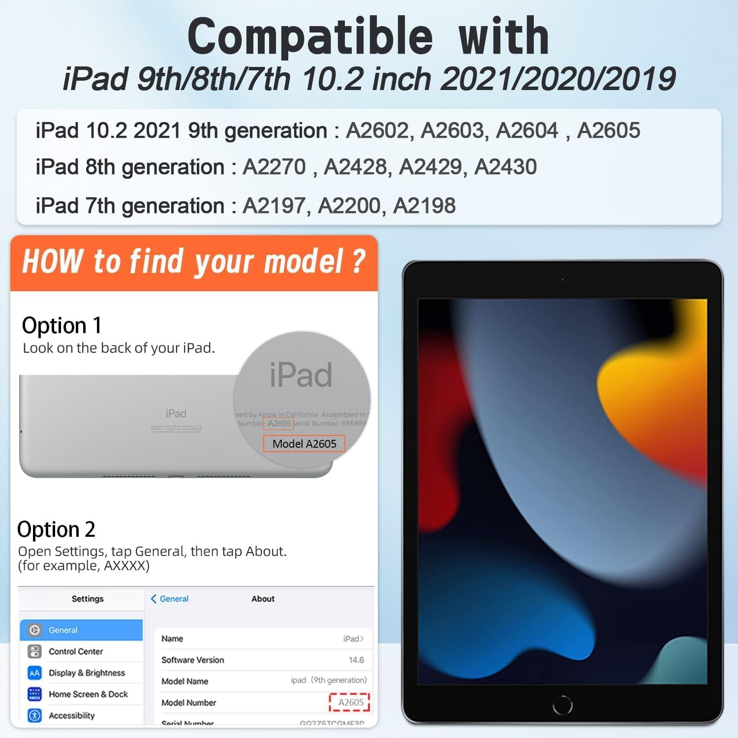 SUPNICE iPad 9th/8th/7th Generation Case,iPad 10.2 Case for kids, Shockproof [360 Rotating Stand] [Hand Strap] [Pencil Holder] Case for New iPad 9th Gen, iPad 10.2 Inch 2021/2020/2019,Black