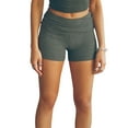 thumbnail image 4 of Gupgi Women Slim Ribbed Shorts Solid Color Fold Over Waist Short Pants Summer Yoga Shorts, 4 of 8