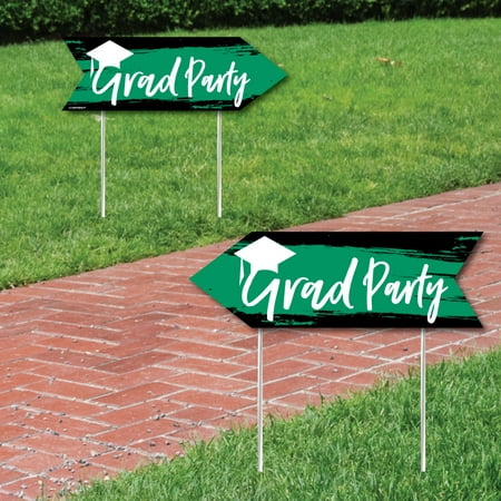 Green Grad - Best is Yet to Come - Green Graduation Party Sign Arrow - Double Sided Directional Yard Signs - Set of