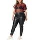 thumbnail image 2 of Blusa de fiesta para mujer de tallas grandes Agnes Orinda, transparente de malla holográfica, 3X, negra y roja, 2 of 6
