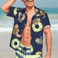thumbnail image 5 of Picia Sloth with Donuts Gentle Cotton Regular Fit Short Sleeve Casual Hawaiian Shirt for Men-Large, 5 of 9