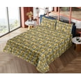 thumbnail image 4 of Ambesonne Botanical Fitted & Flat Sheet with Shams 4 Pcs Set, Monstera Leaves Tropical, Queen, Mustard and Charcoal Grey, 4 of 5