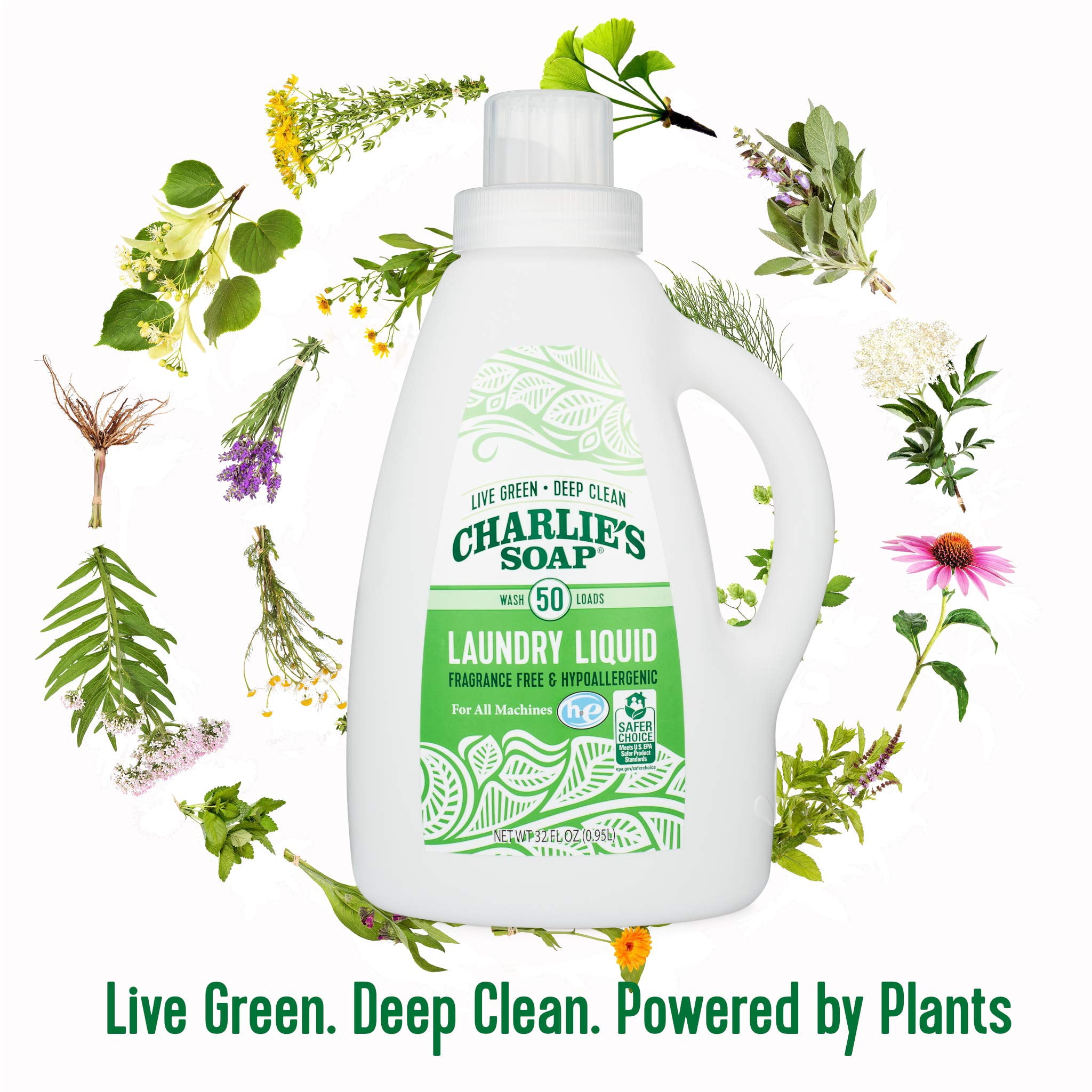 Charlies Soap Laundry Liquid (50 Loads, 6 Pack) Natural Deep Cleaning Hypoallergenic Laundry Detergent  Safe, Effective and Non-Toxic