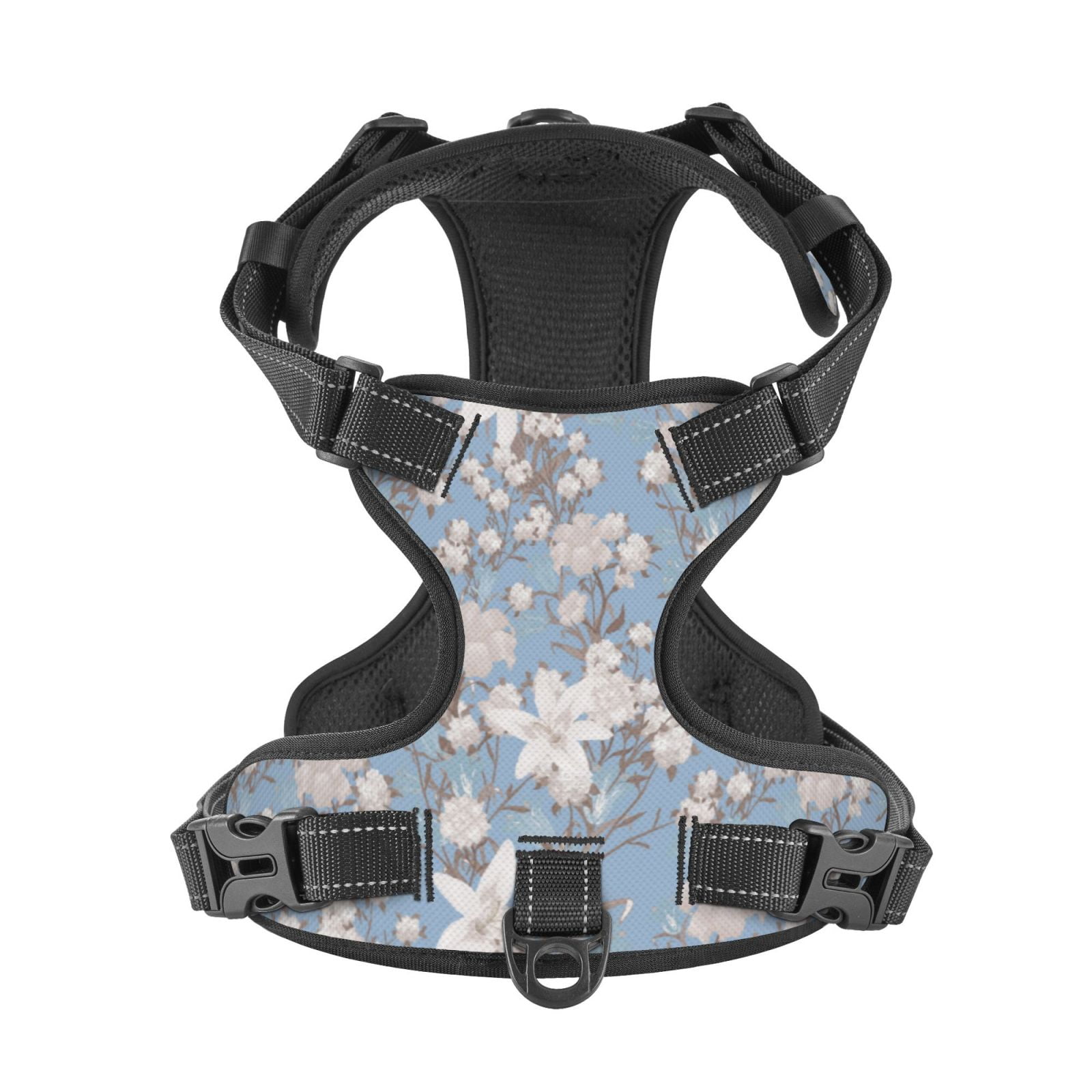 Kdxio Lily Flower Print No Pull Dog Harness Adjustable Reflective Oxford Easy Control Medium Large Dog Harness for Training and Everyday-Medium