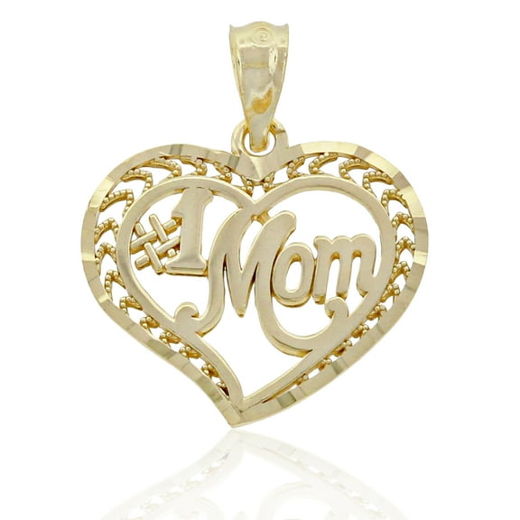 Charm America - Gold"#1 Mom" Heart Charm - 10 Karat Solid Gold