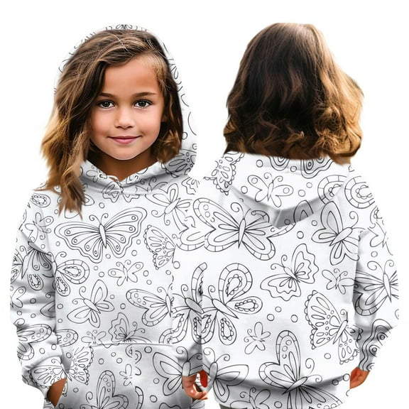 Xyxonk Kids Coloring Hoodies Princess Painting Sweatshirts for Boy and Girl Can Play with and Wear Long Sleeve Pullover Size 2-3Y Beige 100