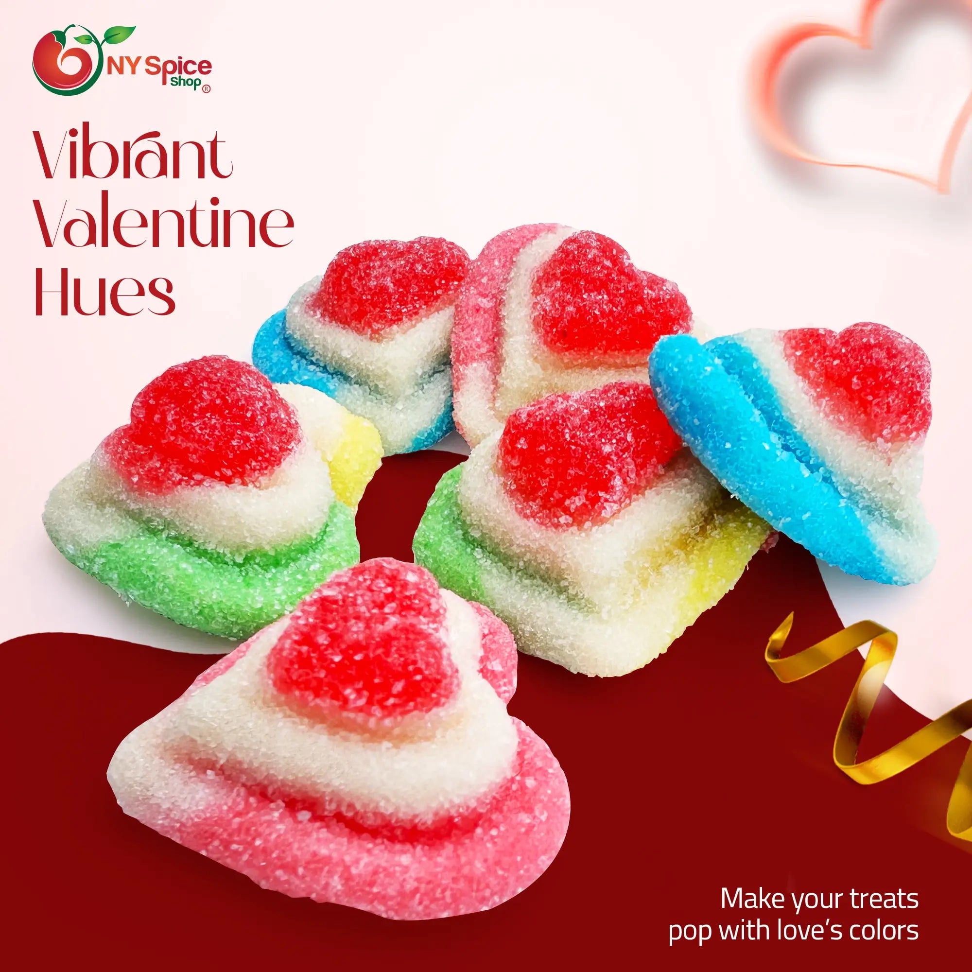 NY SPICE SHOP Rainbow Triple Layer Gummy Hearts - 3 Pound - Valentines Day Candy -Valentine Candy Bulk - Valentines Day Gifts Candy