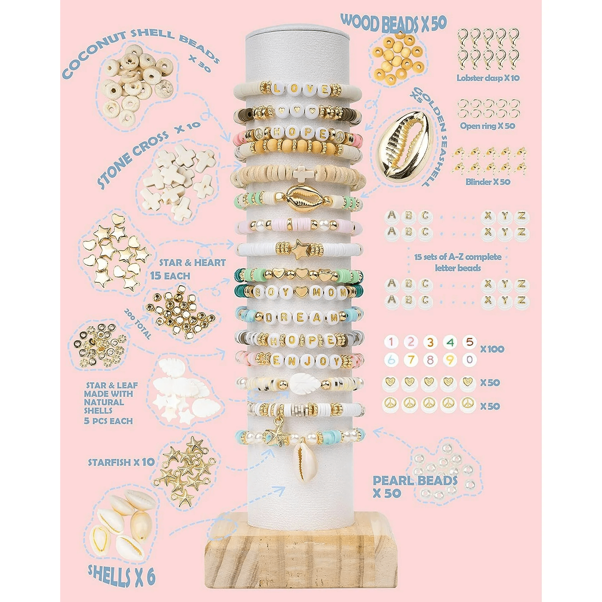 7800 Pcs Clay Beads Bracelet Making Kit, Flat Preppy Beads for Jewelry Making,24 Colors 2 Boxes Bracelet Making Kit for Teen Girls Crafts for Girls,Christmas Gifts