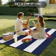 thumbnail image 4 of Navy Blue Stripe Nautical Outdoor Rug 3x5 Ft - Reversible Patio Rug Outdoor Camping Rugs, Red Anchor Summer Coastal Washable Indoor Outdoor Area Rugs, Non-Slip Outdoor Carpet Runner for Deck/Porch, 4 of 8