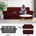 thumbnail image 4 of Easy-Going Jacquard Stretch Sofa Slipcover Non Slip Couch Cover, Loveseat Size, Wine, 4 of 6