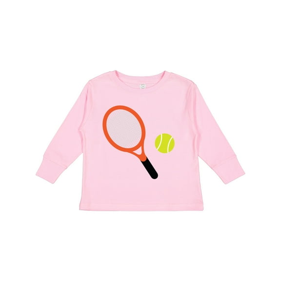 Inktastic Tennis Racket and Ball Boys or Girls Long Sleeve Toddler T-Shirt
