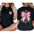 thumbnail image 2 of Christian Cross Double Sided T-Shirt – Pink Bow Bible Verse Matthew 22:37–39, Love the Lord Your God Faith Graphic Tee, 2 of 6