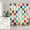 thumbnail image 4 of CAILDANL Shower Curtain, Washable Cloth Black Shower Curtain Sets with 12 Shower Curtain Hooks, Fabric Rustic Black and White Striped Shower Curtain, Farmhouse Bathroom Shower Curtain, 72x72 Inches, 4 of 9