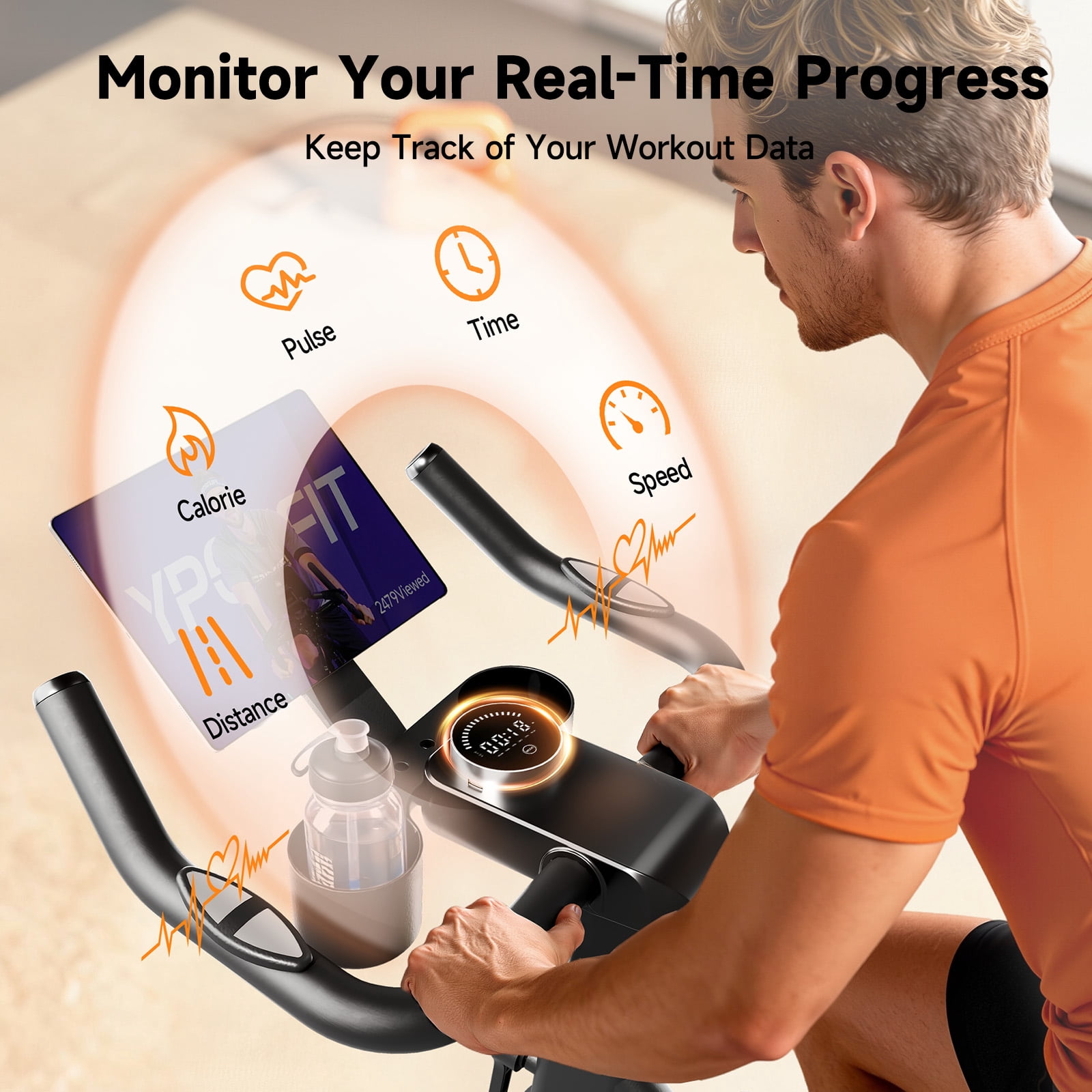 YPOO Professional Exercise Bike for Home Gym, Stationary Bike with 300lbs Weight Capacity, Free APP, Adjustable Resistance for Cardio Workout