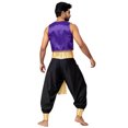thumbnail image 2 of Aiihoo Mens Stain Gold Trim Open Front Vest Sleeveless Waistcoat+Harem Pants Outfit Dark Purple&Black 3XL, 2 of 7