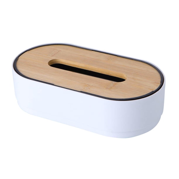 Caja de pañuelos, caja de almacenamiento de papel, caja de pañuelos, dispensador de servilletas para sala de estar y oficina blanco