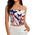 thumbnail image 6 of Stralyhd 4th Of July Tube Tops for Women American Flag Summer Cute Crop Tank Going Out Bandeau Backless Slim Fit Beach Stretchy Tops for Party Red L, 6 of 6