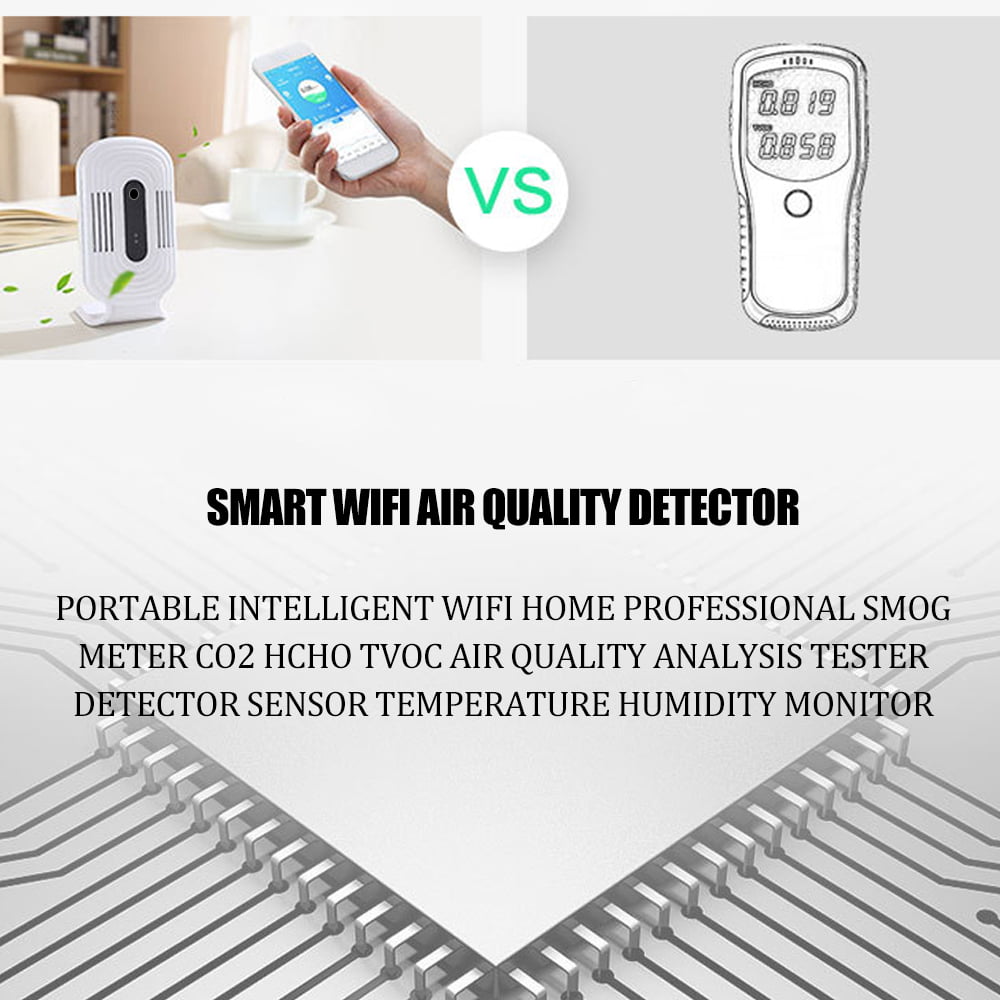 Portable Intelligent WIFI Home Professional Smog Meter CO2 HCHO TVOC Air W7Y9 