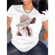 thumbnail image 1 of Creative Hat Girl Pattern Printed Women'S Fashionable Round Neck Short Sleeve, Simple Casual Sports T-Shirt, Comfortable Summer Top for Women During Holidays., 1 of 8