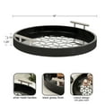 thumbnail image 3 of Kate and Laurel Caspen Cut Out Pattern Decorative Round Tray with Silver Metal Handles, 16 x 16, Black and Silver, Modern Glam Serving Tray with Handles for Living Room Decor, 3 of 9