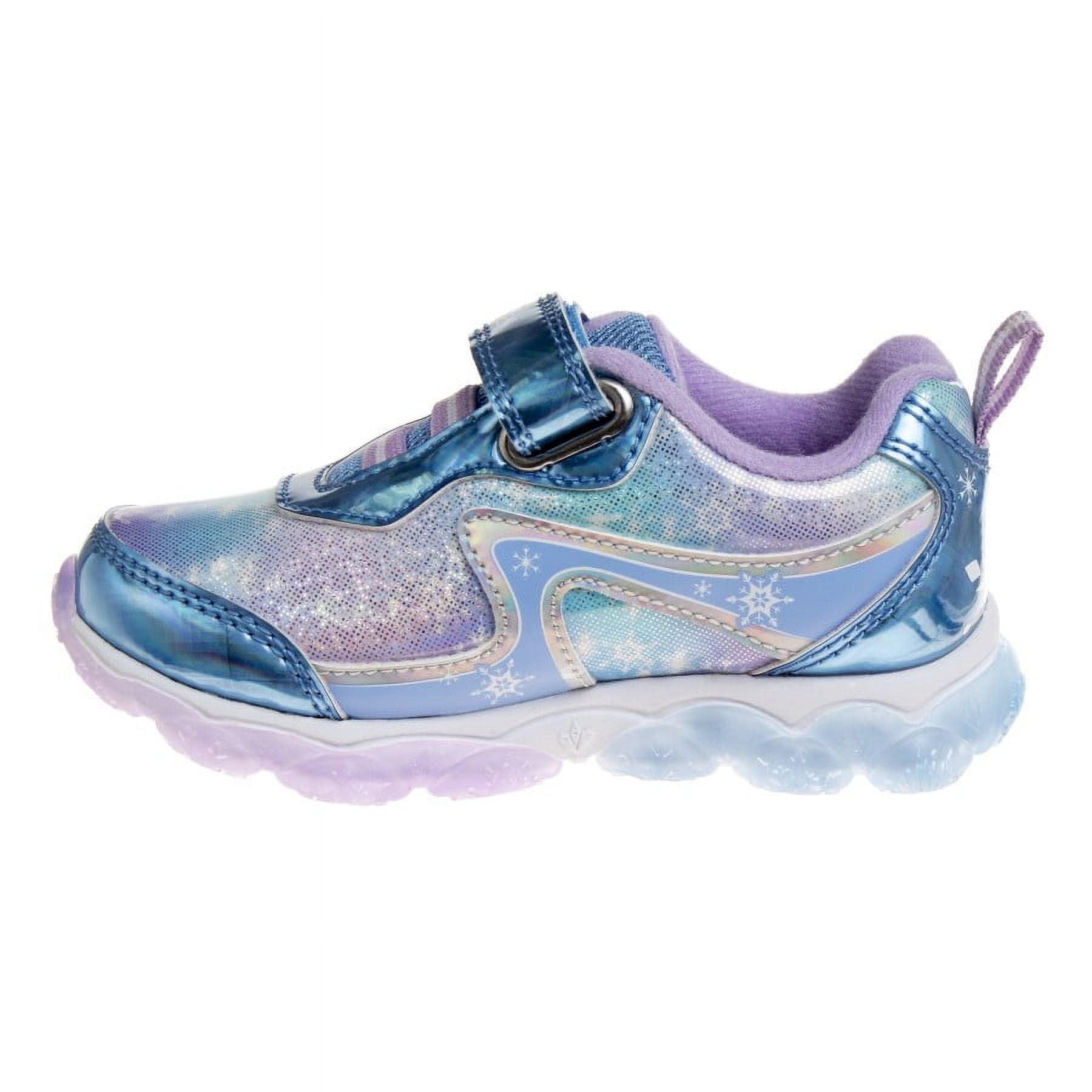 Disney Frozen Toddler Girls Sneakers with 4 White Lights, Blue, Size: 10