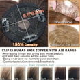 thumbnail image 5 of SEGO Clip in Hair Extensions Mono Base Human Hair Toppers with Bangs 100% Real Human Hair Topper for Thinning/Loss Hair Middle Part Natural Black Hair Pieces, 5 of 8