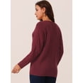 thumbnail image 4 of DARING DIVA Long Sleeve Lace V Neck Pullover Sweater Jumper Top L Wine Red, 4 of 6