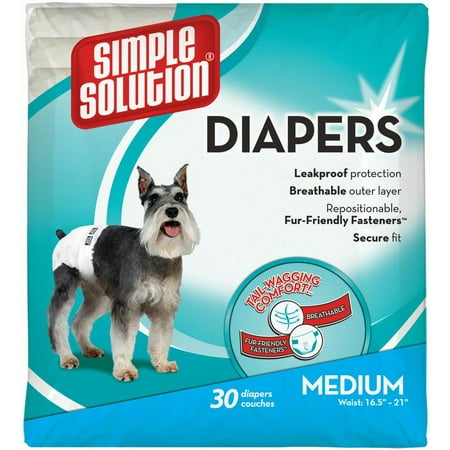Simple Solution Disposable Dog Diapers for Female Dogs | Super Absorbent Leak-Proof Fit | Medium | 30