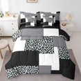 thumbnail image 1 of YST Modern Farmhouse Bedding Sets,Black Grey Striped 7 Pcs Comforter Set Twin,Geometric Bed in A Bag,Leopard Pattern Reversible Bed Sets with Sheet Set Microfiber, 1 of 5