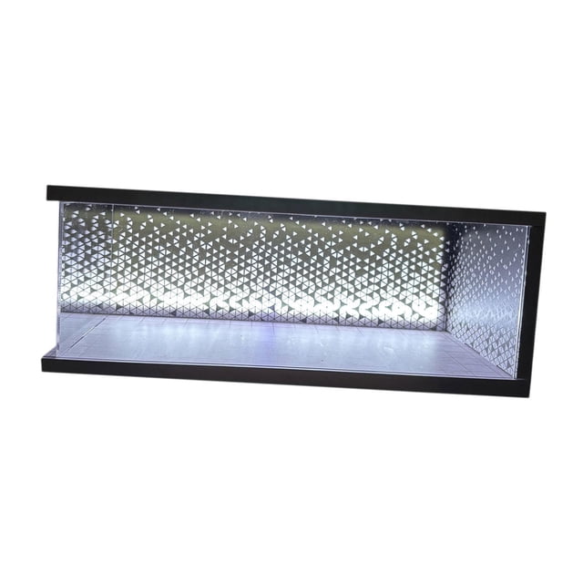 Vitrina de exhibición de metal fundido a escala 1/64 con iluminación LED para protección de colección, cubierta acrílica, escena de estacionamiento D