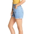 thumbnail image 2 of Love Tree Women's Juniors Paperbag Waist Denim Mom Shorts (S, Blue), 2 of 3