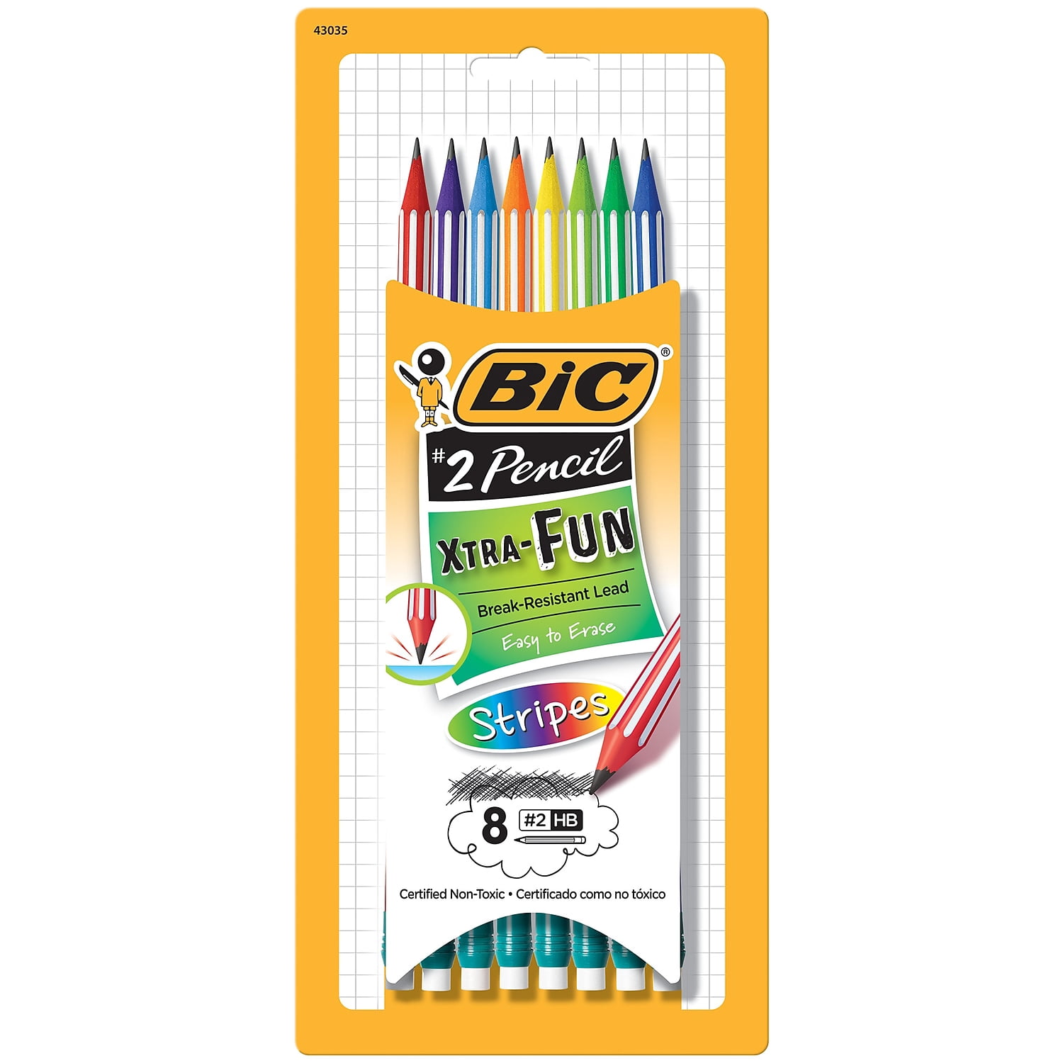 BIC #2 Pencil Xtra Fun Stripes Cased Pencil PGESP81-BLK - Walmart.com
