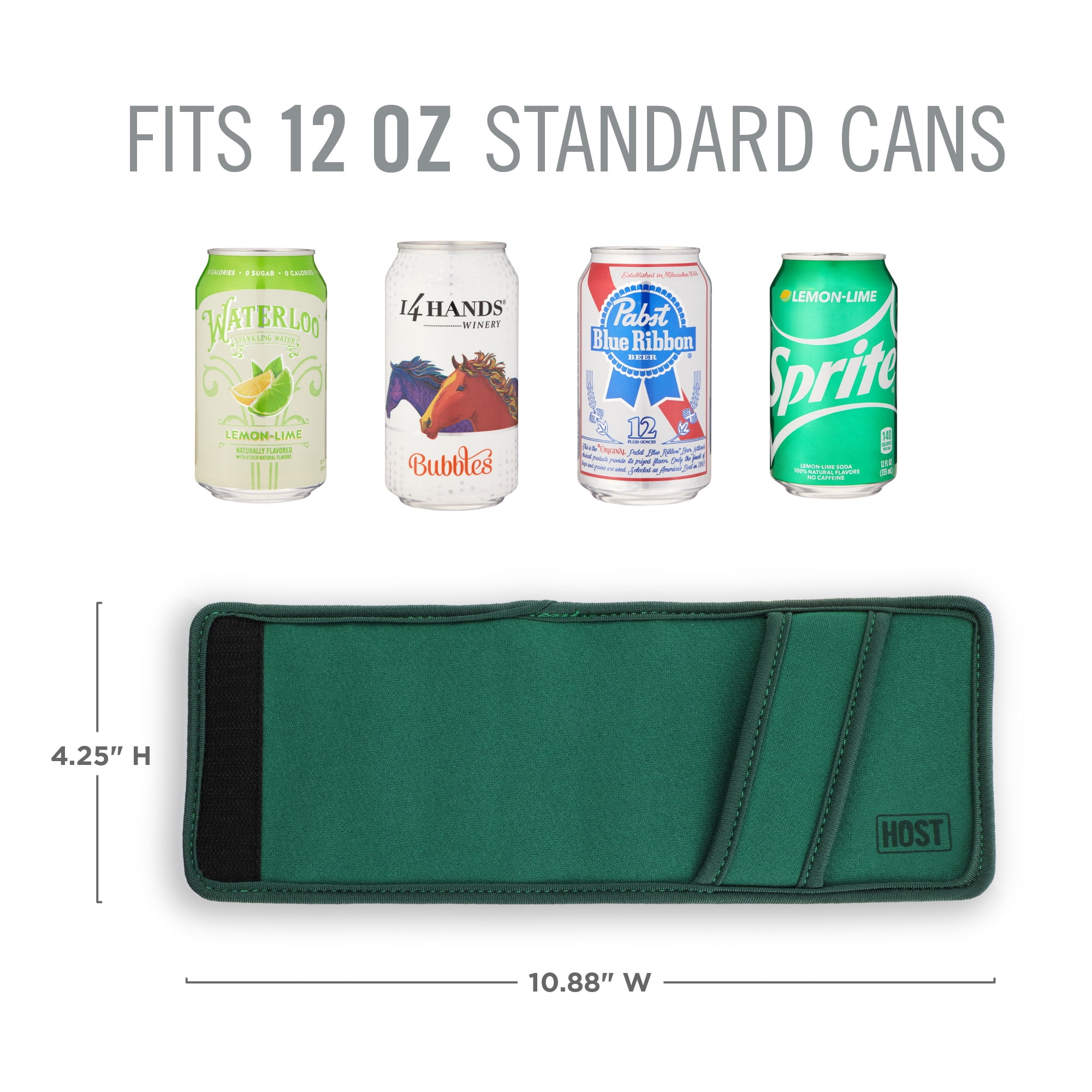 Host Insta-Chill Standard Can Sleeve for Beer, Soda, Juice Cans, Evergreen