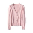 thumbnail image 1 of Grianlook Ladies Coat Button Down Outwear Long Sleeve Cardigan Sweater Women Single-breasted Jacket Knitwear V Neck Light Pink 3XL, 1 of 2