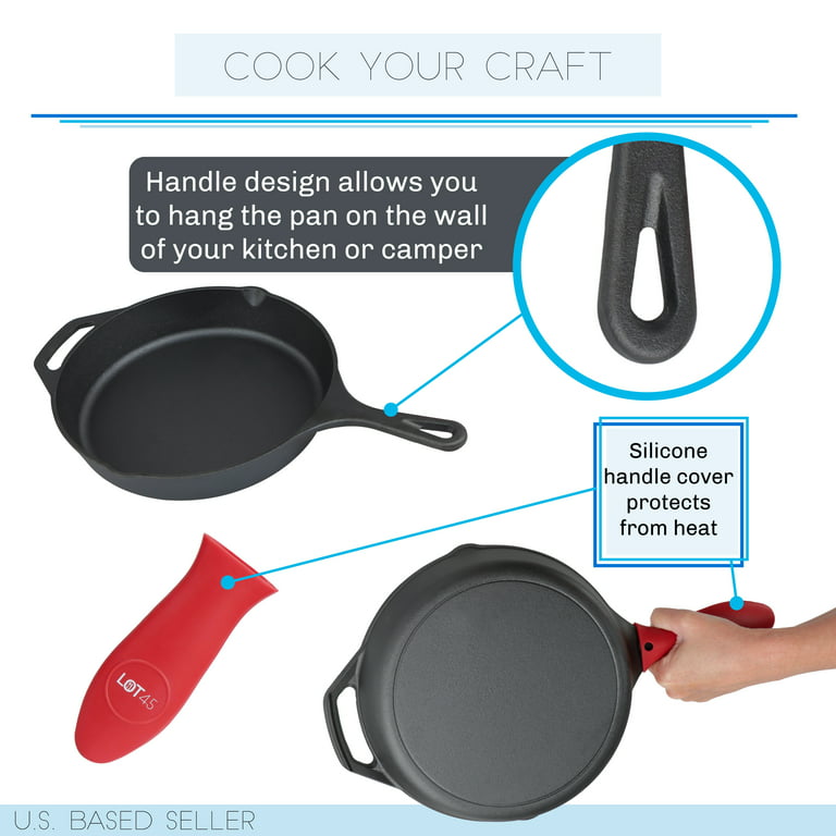 Cast Iron Skillet Set With Lids Frying Pan Silicone Handle And Lid