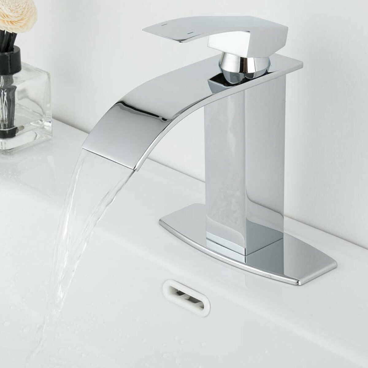 Bathroom Faucet Waterfall Single Handle/Hole Bathroom Sink Faucet 6“ Cover