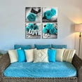 thumbnail image 2 of Teal Canvas Wall Art Bedroom Decor - Turquoise Rose Prints Picture for Living Room Home Decoration Sets 4 Pcs Gray Floral Love Poster Painting Modern Flower Bathroom Artwork 14 x 14" Valentines Gift, 2 of 6