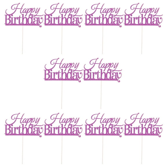 WHAMVOX  10 Pcs Birthday Cake Flags Toppers 15th Decoration Man Purple