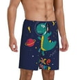 thumbnail image 2 of Naloa Dinosau Space Explorer Men's Short Pajama Pants, Lounge Comfort Shorts with Elasticized Waistband and Side Pockets - X-Large, 2 of 9