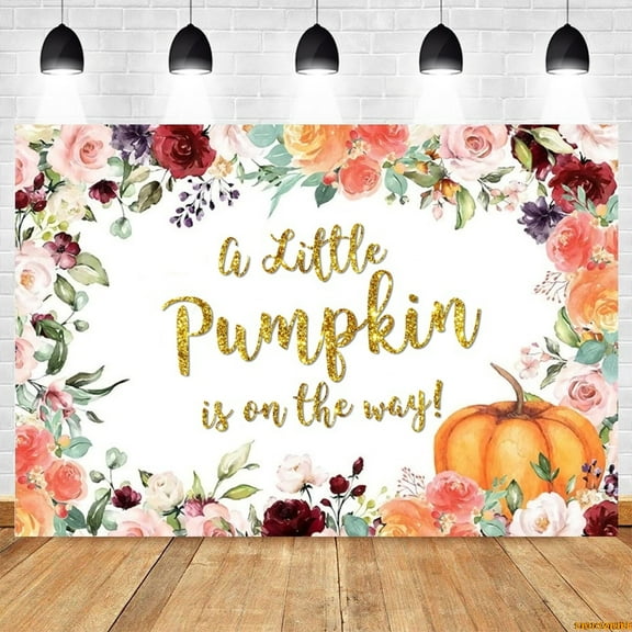 Autumn Backdrop Fall A Little Pumpkin Is on The Way Baby Shower Birthday Party Trucks Thanksgiving Photography Background Decor