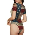 thumbnail image 2 of Bingfone Motif Drapeau Américain1 Justaucorps à Col Rond pour Femmes, Justaucorps à Manches Courtes avec Boutons-Pression Serrés, Adapté pour Fête, Sport, Usage Quotidien-TTTG, 2 of 7