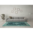 thumbnail image 3 of Ahgly Company Indoor Square Medallion Light Blue Traditional Area Rugs, 8' Square, 3 of 4
