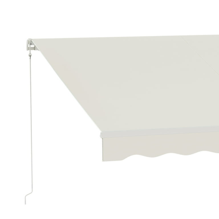 Outsunny 10'x12' Electric Cream Retractable Awning with UV Protection Sun Shade Remote Controller Manual Crank Outdoor Comfort