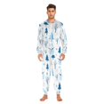 thumbnail image 3 of FORMRS Onesies Pajama for Adults Unisex Hoodie Winter Jumpsuit One Piece Sleepwear, Sizes S-2XL, Blue Simple Cartoon Snowmen, 3 of 7